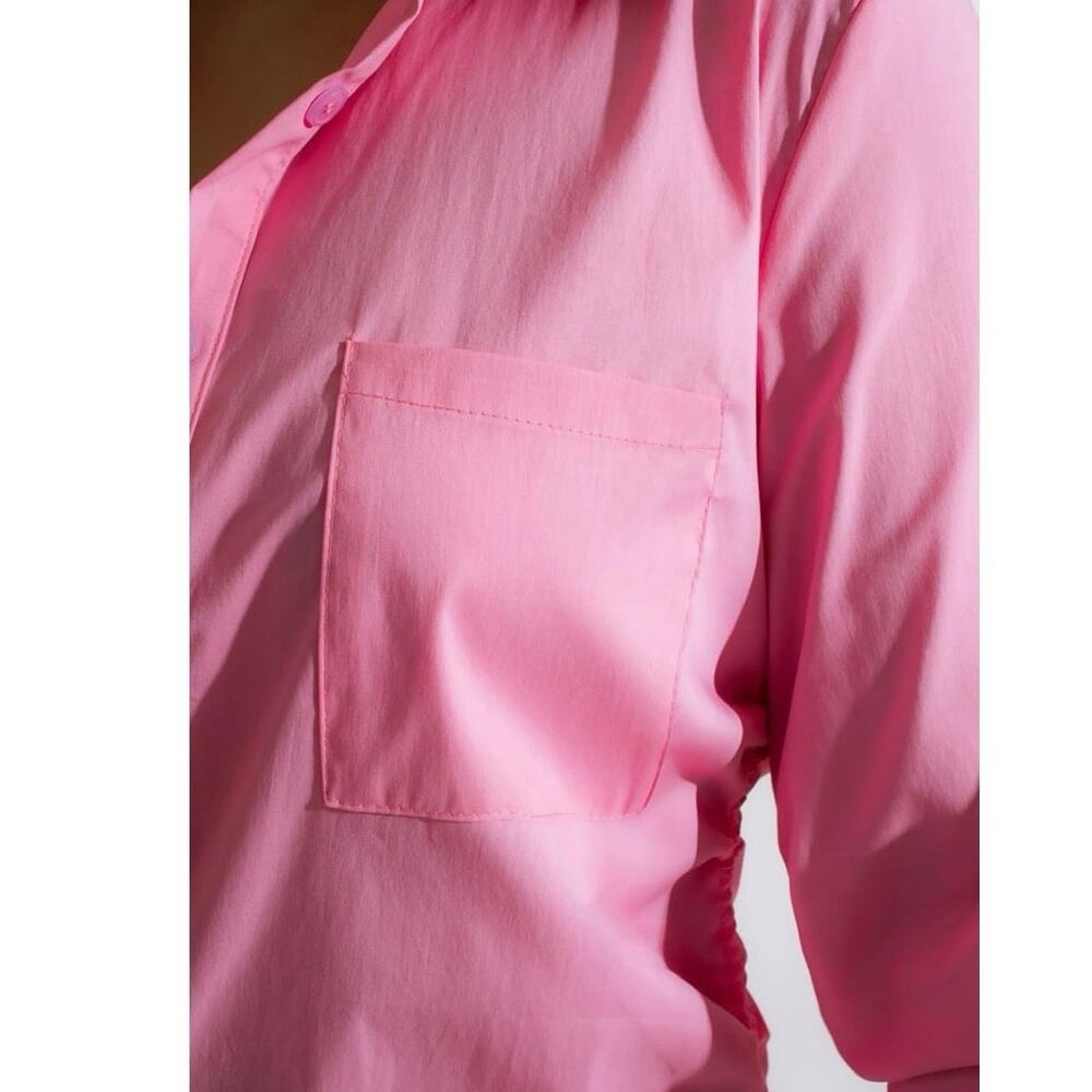Pink Button Up Shirt Dress - Picture 4 of 6